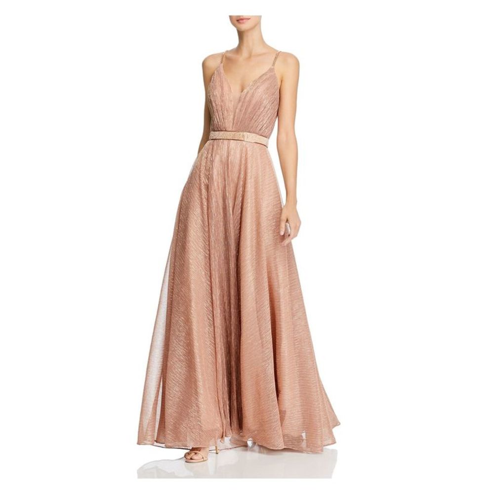 AQUA FORMAL Womens Pink Gown Spaghetti Strap Formal Empire Waist Dress 4